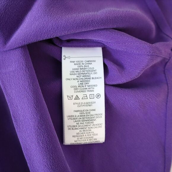 Equipment Women's Sz XXS Purple Slim Signature Silk Long Sleeve Shirt - Picture 6 of 6